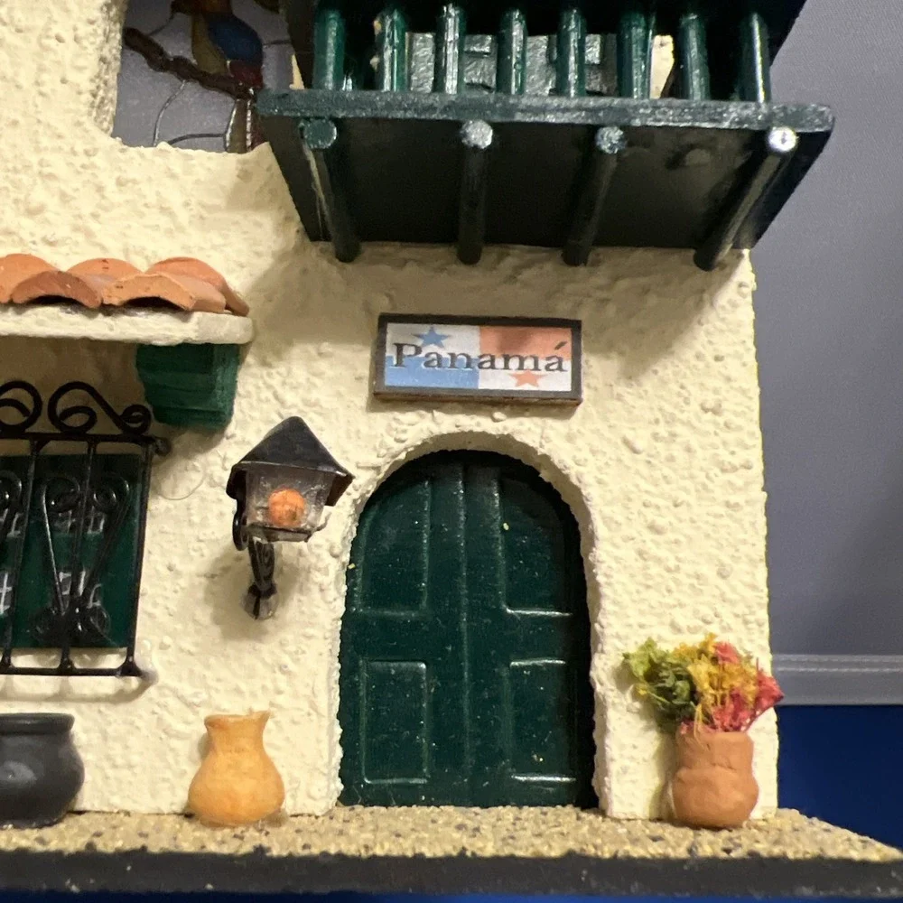 Handcrafted Painted Terracotta & Wood House 3D Wall Decor Folk Art Panama